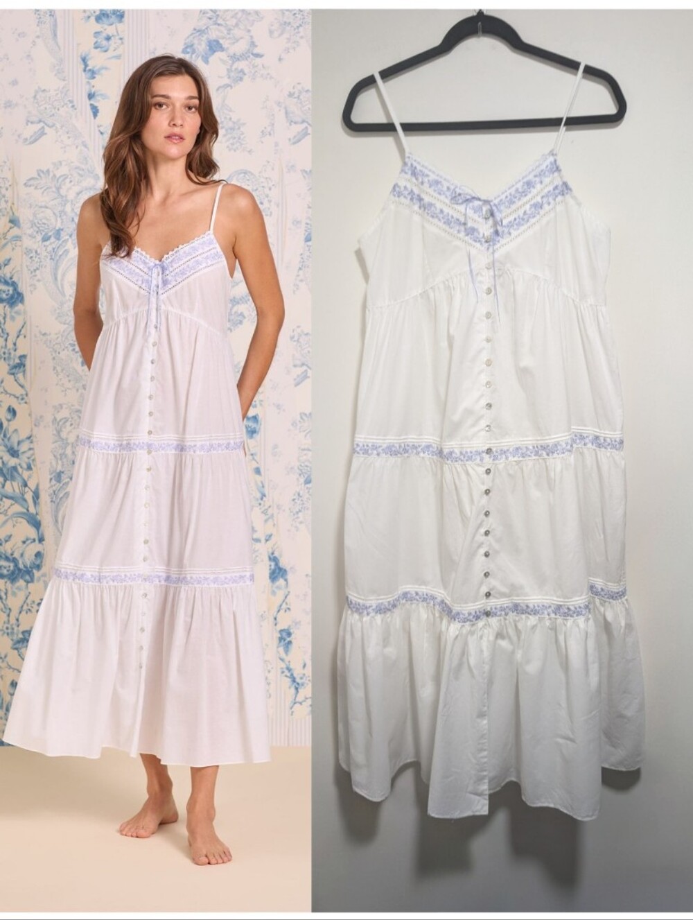 Eileen West | The "Ophelia" Iconic White Lavender Embroidered Ballet Nightgown